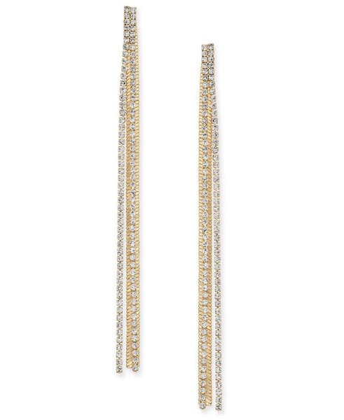 Gold-Tone Rhinestone & Chain Linear Drop Earrings, Created for Macy's