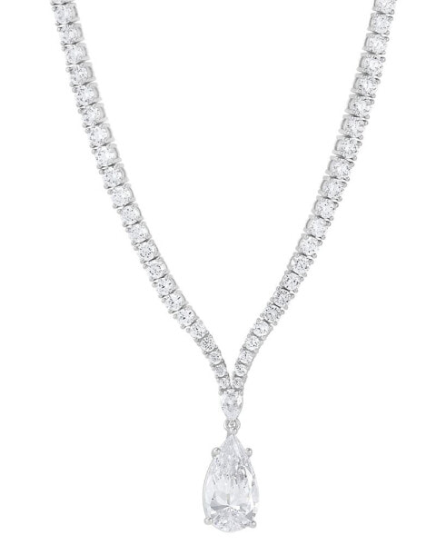 Arabella cubic Zirconia Pear & Round 18" Fancy Pendant Necklace in Sterling Silver