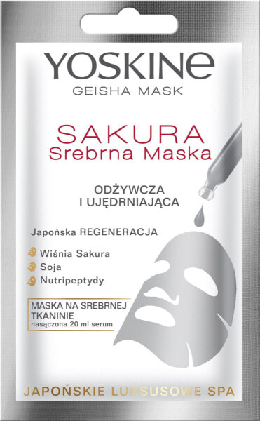 Yoskine Maseczka do twarzy Geisha Mask Sakura Srebrna Maska odżywczo-ujędrniająca 20ml