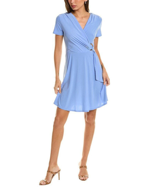 Tash + Sophie Faux Wrap Dress Women's Blue L