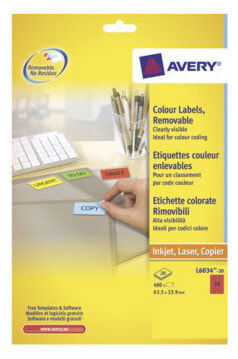 Avery Zweckform Avery L6034-20 - Red - Paper - 63.5 mm - 33.9 mm - 24 pc(s)