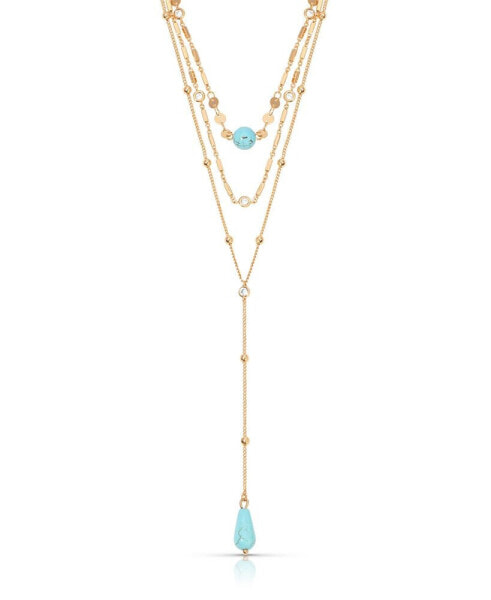 Turquoise 18k Gold Plated Multi-Chain Choker