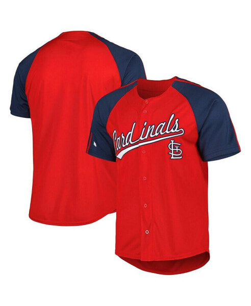 Men's Red St. Louis Cardinals Button-Down Raglan Fashion Jersey