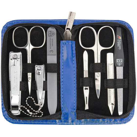 Drei Schwerter 8-Piece Manicure Set ‘Roma’, High-Quality Nail Care Set, Camouflage Faux Leather Case, Contents: Nail Scissors Set, Foot/Nail Clippers, Tweezers, Glass Nail File, Sapphire Nail File