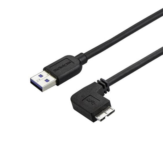 StarTech.com Slim Micro-USB 3.0 Cable - M/M - Right-Angle Micro USB - 2m (6ft), 2 m, USB A, Micro-USB B, USB 3.2 Gen 1 (3.1 Gen 1), 5000 Mbit/s, Black