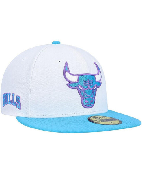 Men's White Chicago Bulls Vice Blue Side Patch 59FIFTY Fitted Hat