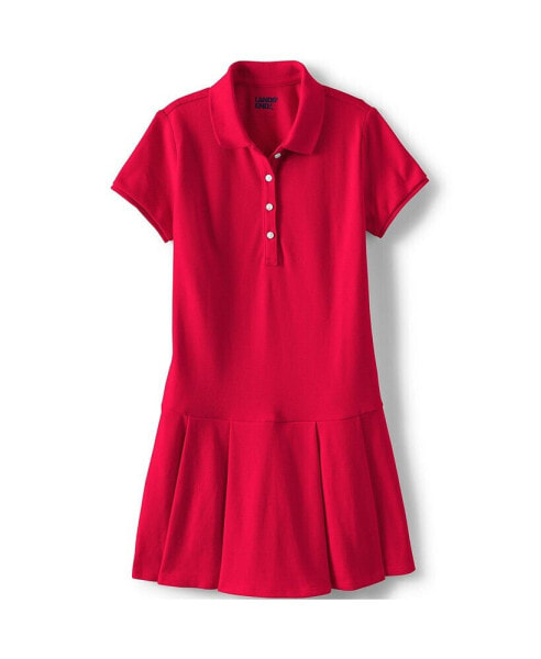 Girls School Uniform Short Sleeve Mesh Pleated Polo Dress