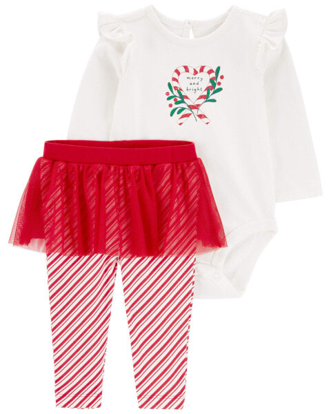 Baby 2-Piece Christmas Bodysuit & Tutu Pant Set 12M