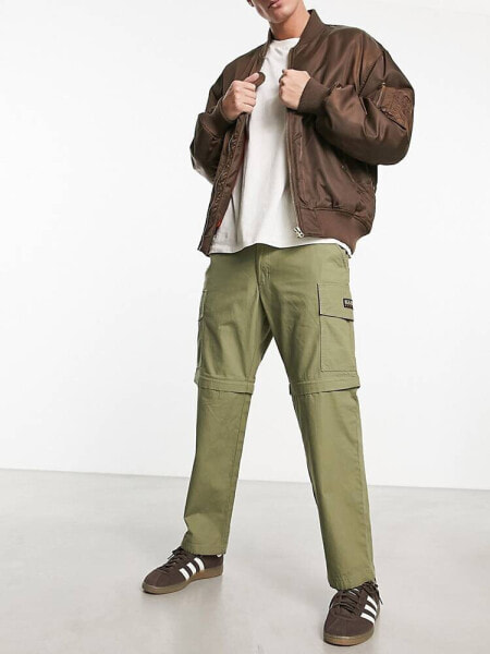 Napapijri Manabi zip off convertible cargo trousers in khaki