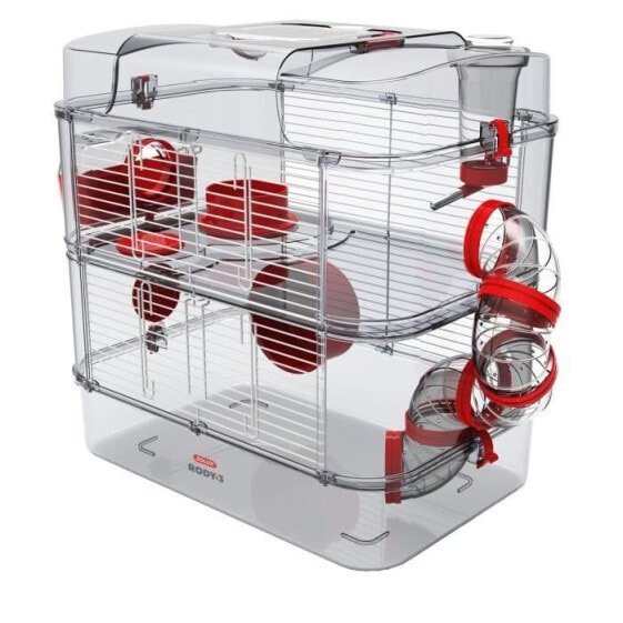 ZOLUX Kfig auf 2 Etagen fr Hamster, Muse und Rennmuse - Rody3 Duo - L 41 x T 27 x H 40,5 cm - Grenadine