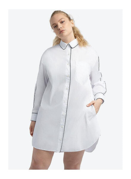 Plus Size Shirt Dress with Piping