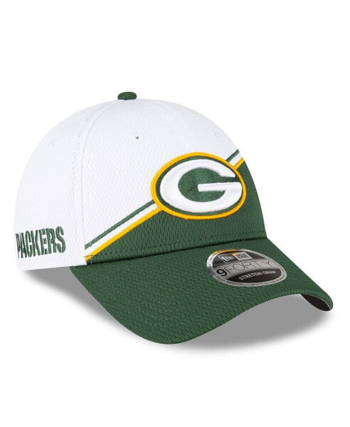 Головной убор New Era мужской White, Green Green Bay Packers 2023 Sideline 9FORTY Adjustable Hat