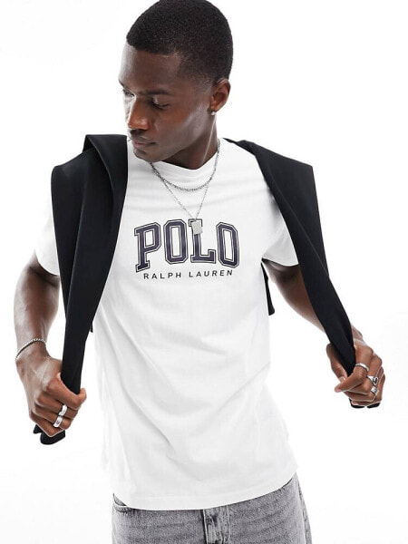 Polo Ralph Lauren collegiate logo t-shirt classic oversized fit in white