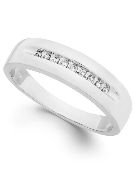 Men's Diamond Brushed Band in 10k Gold (1/10 ct. t.w.)