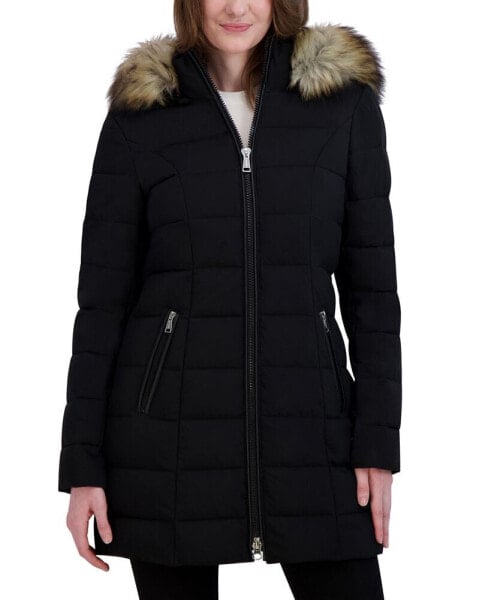 Women's Faux-Fur-Trim Hooded Puffer Coat