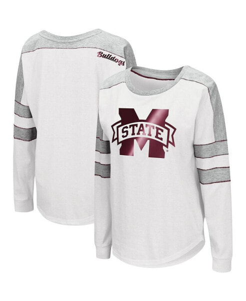 Women's White Mississippi State Bulldogs Trey Dolman Long Sleeve T-shirt