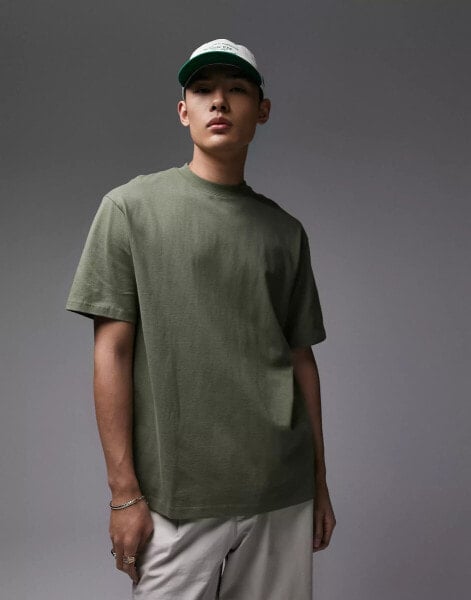 Topman oversized fit t-shirt in khaki