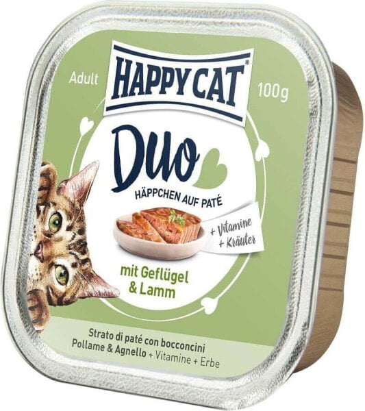 Влажный корм для кошек Happy Cat, паштет с курицей и ягненком, 100 г