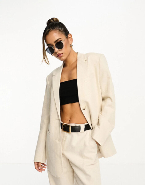 NA-KD – Eleganter Oversize-Blazer in Beige, Kombiteil