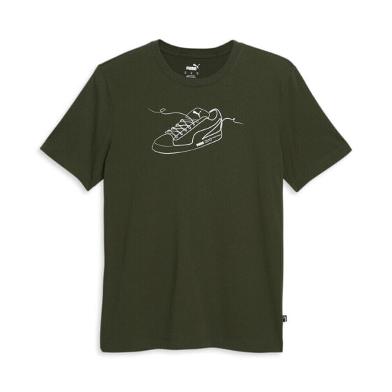 Puma Sneaker Outline Graphic Crew Neck Short Sleeve T-Shirt Mens Green Casual To