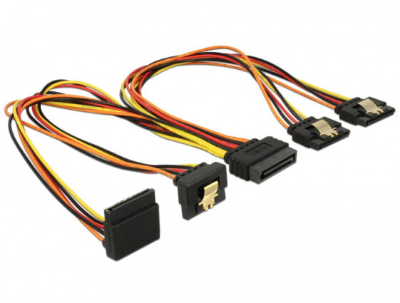 Delock 60148 - 0.3 m - SATA 15-pin - 4 x SATA 15-pin - Male/Female - Beige - Orange - Red - Yellow - Straight