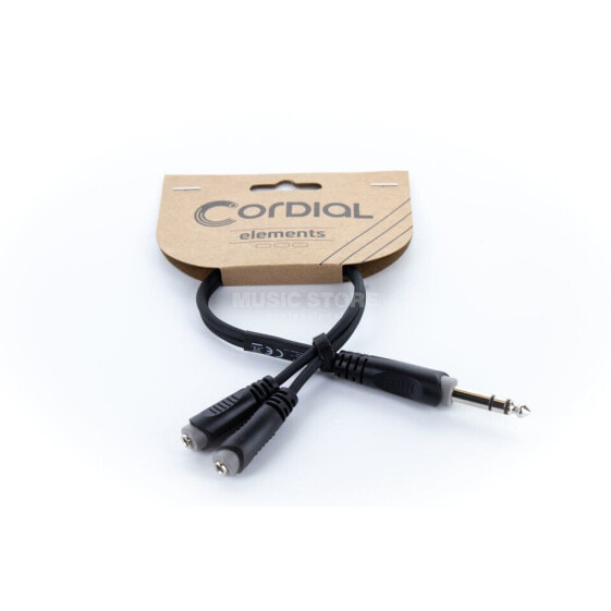 Cordial EY 0.3 VYY Y-Adaptor Cable [St.Jack(m)/2x Mini Jack(f)] 300mm (Black)