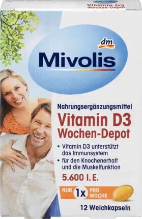 Vitamin D3 5600 I.E. Wochen-Depot Weichkapseln 12 St., 5 g