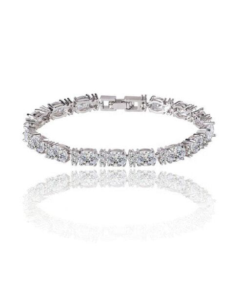 Cubic Zirconia Tennis Bracelet with Oval and Round Cut CZ