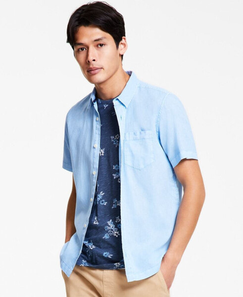 Men's Blake Linen Chambray Short Sleeve Button-Front Shirt, Created for Macy's