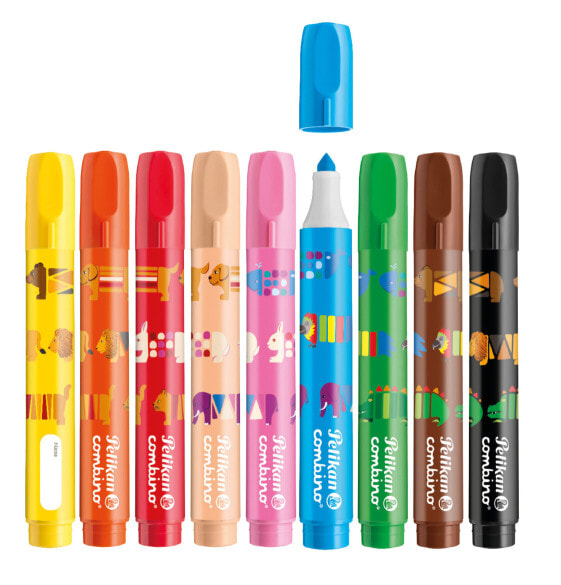 Фломастеры Pelikan Combino Super 411 - 9 цветов - Мультицвет - Круглые - Мальчики/Девочки - 9 шт - В упаковке для подвешивания