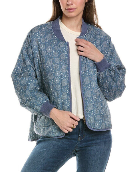 The Great The Reversible Quilted Bomber Jacket Women's Blue 0