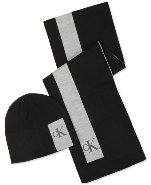 Men's Silicone CK Monogram Logo Scarf & Beanie Hat Set