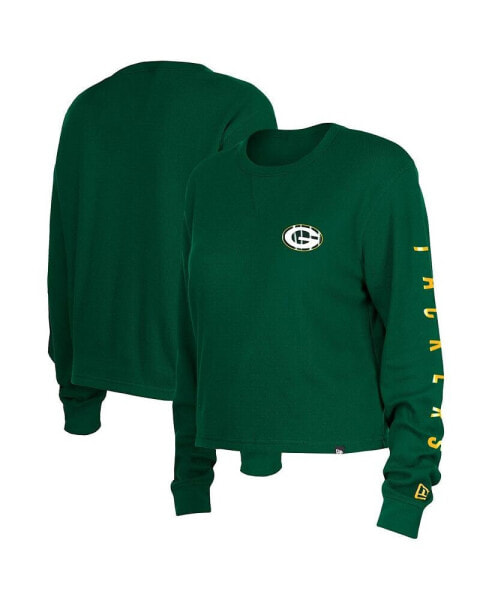 Women's Green Green Bay Packers Thermal Crop Long Sleeve T-shirt