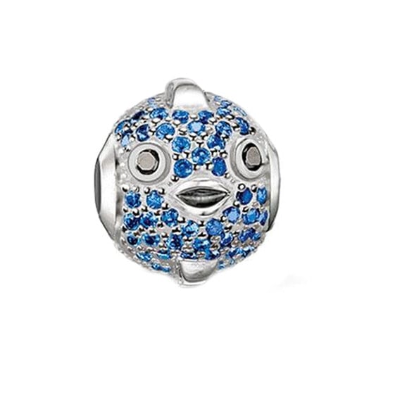 Thomas Sabo Damen Bead Charm-Einhänger Kugelfisch Fugu 925 Silber silber/hellblau K0149-667-31