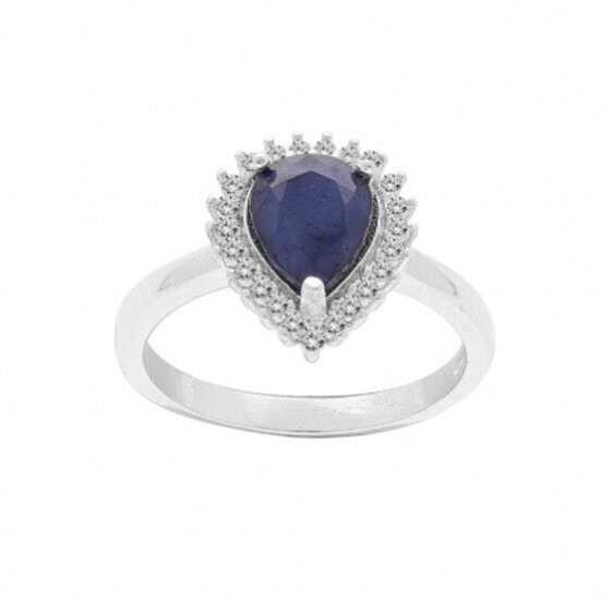 Luxury silver ring with sapphire R-FS-5627S