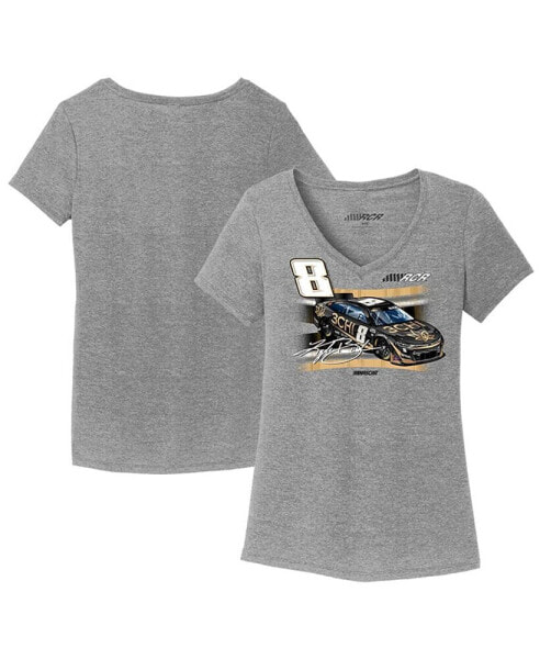 Women's Heather Gray Kyle Busch 3CHI Car Tri-Blend V-Neck T-shirt