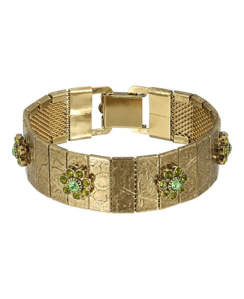 Women's Brass Olivine Flower Bracelet