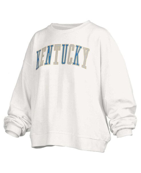 Women's White Kentucky Wildcats Janise Waist Length Oversized Pullover Sweatshirt