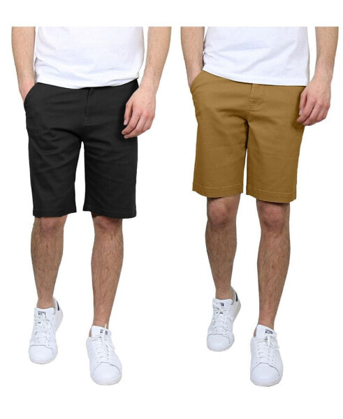 Men's 5 Pocket Flat Front Slim Fit Stretch Chino Shorts, Pack of 2