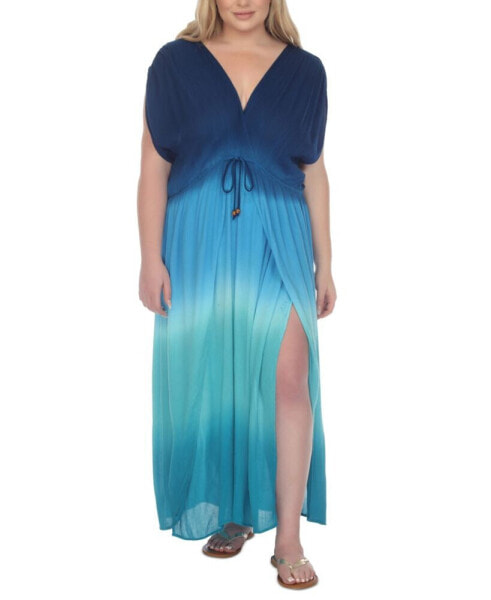 Plus Size Ombre Front-Slit Maxi Cover-Up Dress