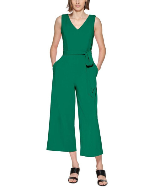 Women's Shimmer Tie-Waist Cropped Jumpsuit