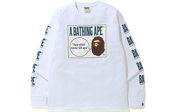 BAPE 臂标字母印花休闲长袖T恤 男款 / Футболка BAPE T A 0ZXLTM111014E