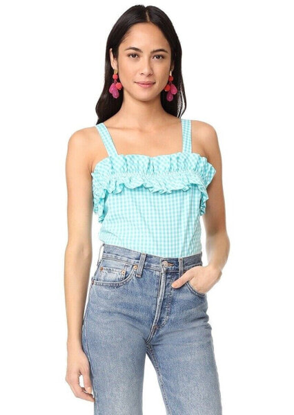 AMANDA UPRICHARD Cynthia Tank Top in Teal Gingham Sz. Small 149263