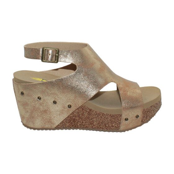 Volatile Poolside Ankle Strap Wedge Womens Gold Casual Sandals PV1010-715