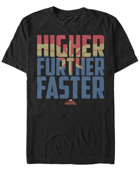 Marvel Men's Captain Marvel Higher Further Faster Quote, Short Sleeve T-shirt