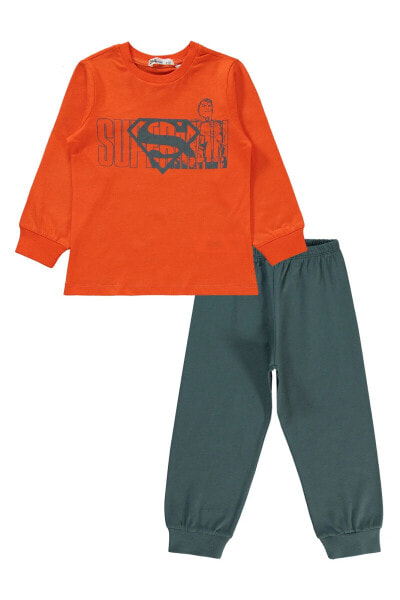 Комплект детского пижамного костюма Superman Erkek 2-5 лет Оранжевый