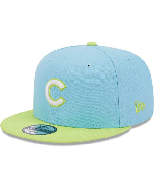 Men's Light Blue and Neon Green Chicago Cubs Spring Basic Two-Tone 9FIFTY Snapback Hat