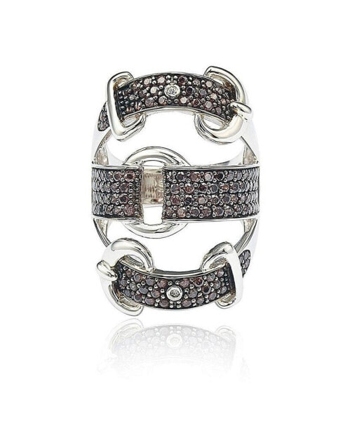 Suzy Levian Sterling Silver Cubic Zirconia Triple Buckle Ring