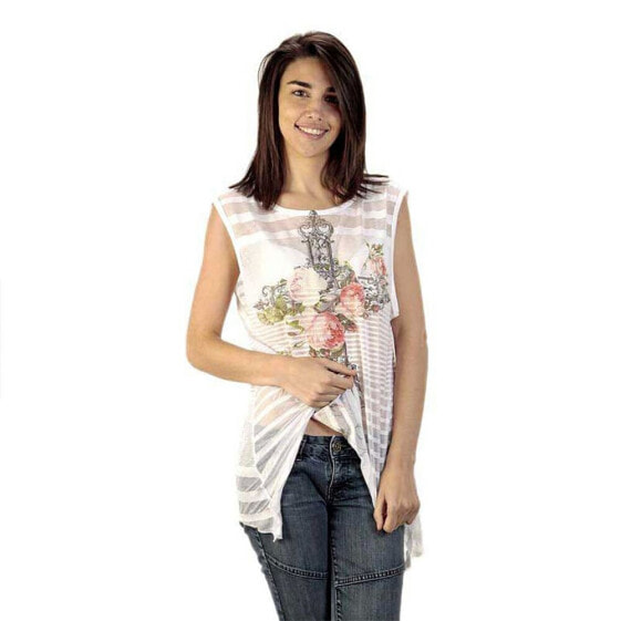 IN VEIN Cross And Flower sleeveless T-shirt