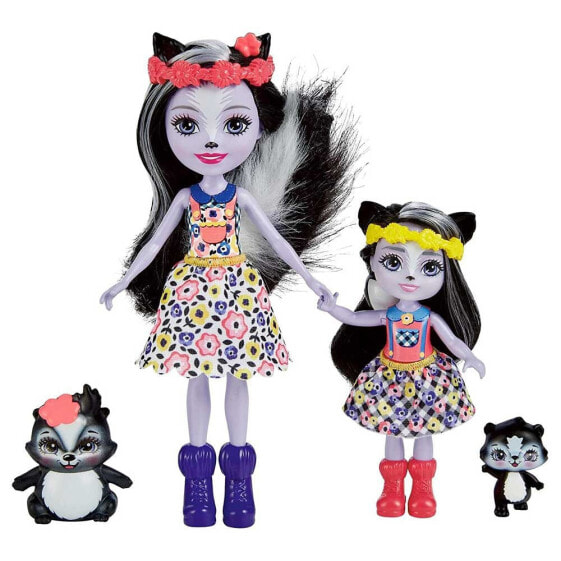 ENCHANTIMALS Sage Skunk & Sabella Skunk Sister Dolls & 2 Animal Figures